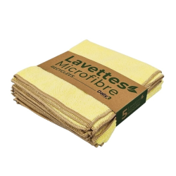 Lavette microfibre jaune - 38 X 38cm - Sachet de 5