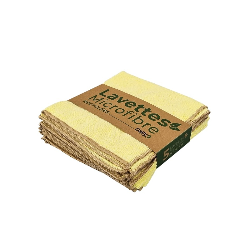 Lavette microfibre jaune - 38 X 38cm - Sachet de 5