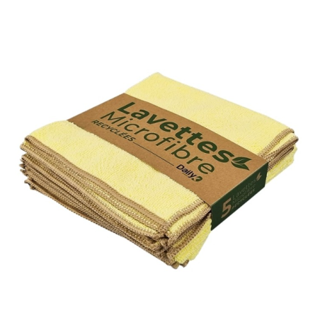 Lavette microfibre jaune - 38 X 38cm - Sachet de 5