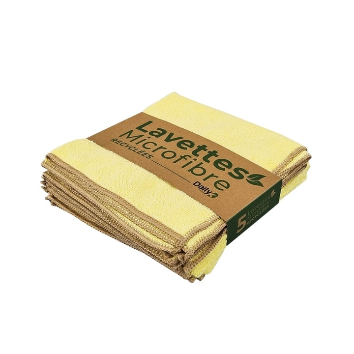 Lavette microfibre jaune - 38 X 38cm - Sachet de 5