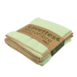 Lavette microfibre verte - 38 X 38cm - Sachet de 5