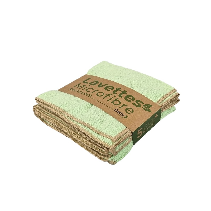 Lavette microfibre verte - 38 X 38cm - Sachet de 5