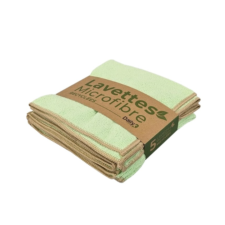 Lavette microfibre verte - 38 X 38cm - Sachet de 5