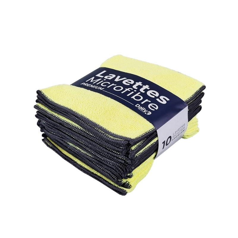 DK Multi - Lavette microfibre multi-usage jaune - 38 X 38cm - Sachet de 10