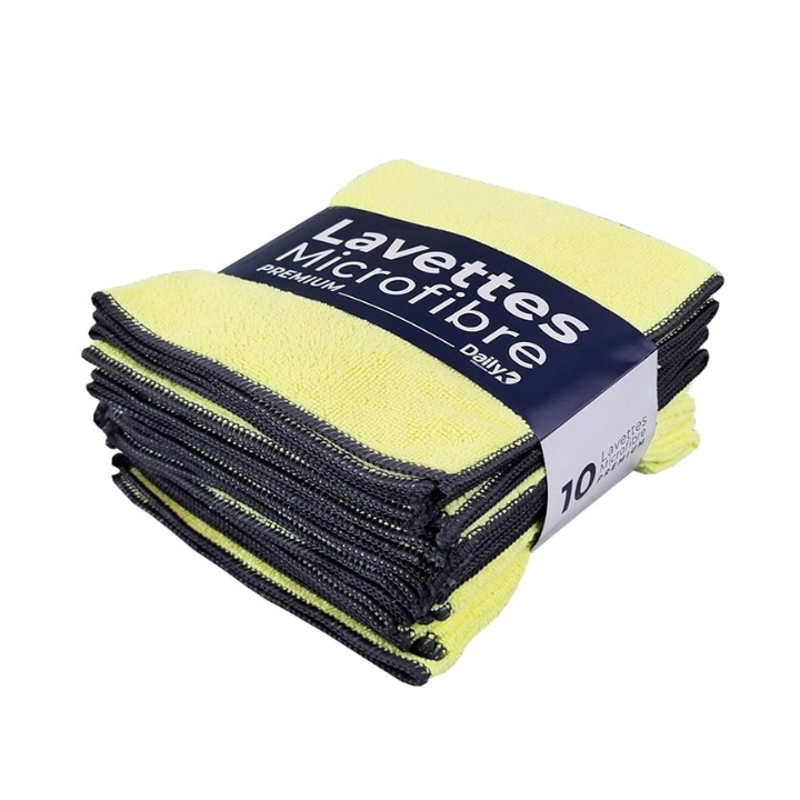 DK Multi - Lavette microfibre multi-usage jaune - 38 X 38cm - Sachet de 10