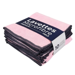 DK Multi - Lavette microfibre multi-usage rose - 38 X 38cm - Sachet de 10