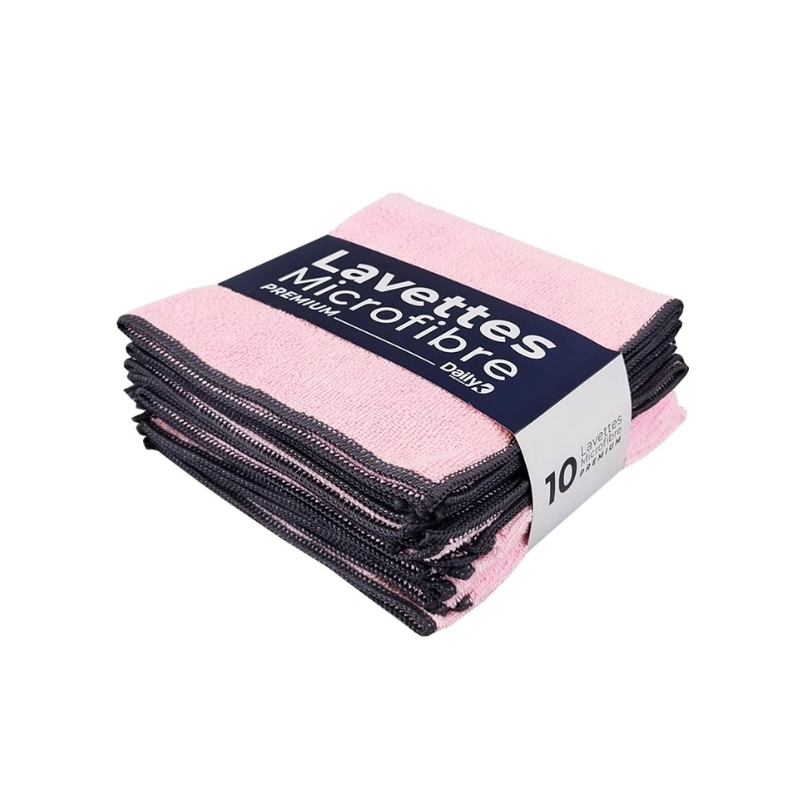 DK Multi - Lavette microfibre multi-usage rose - 38 X 38cm - Sachet de 10