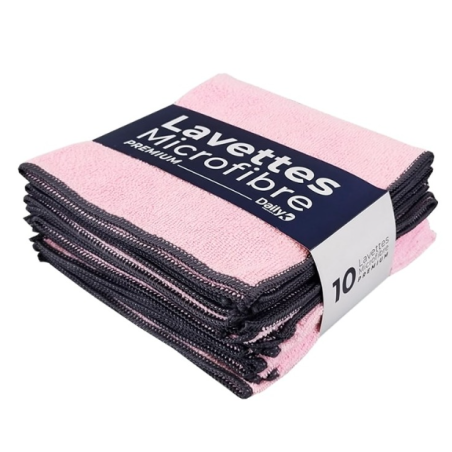 DK Multi - Lavette microfibre multi-usage rose - 38 X 38cm - Sachet de 10