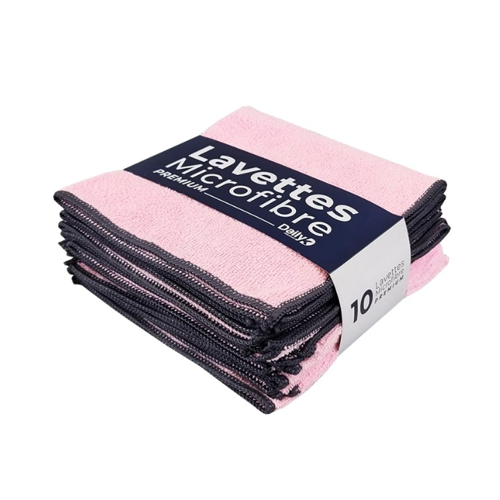 DK Multi - Lavette microfibre multi-usage rose - 38 X 38cm - Sachet de 10