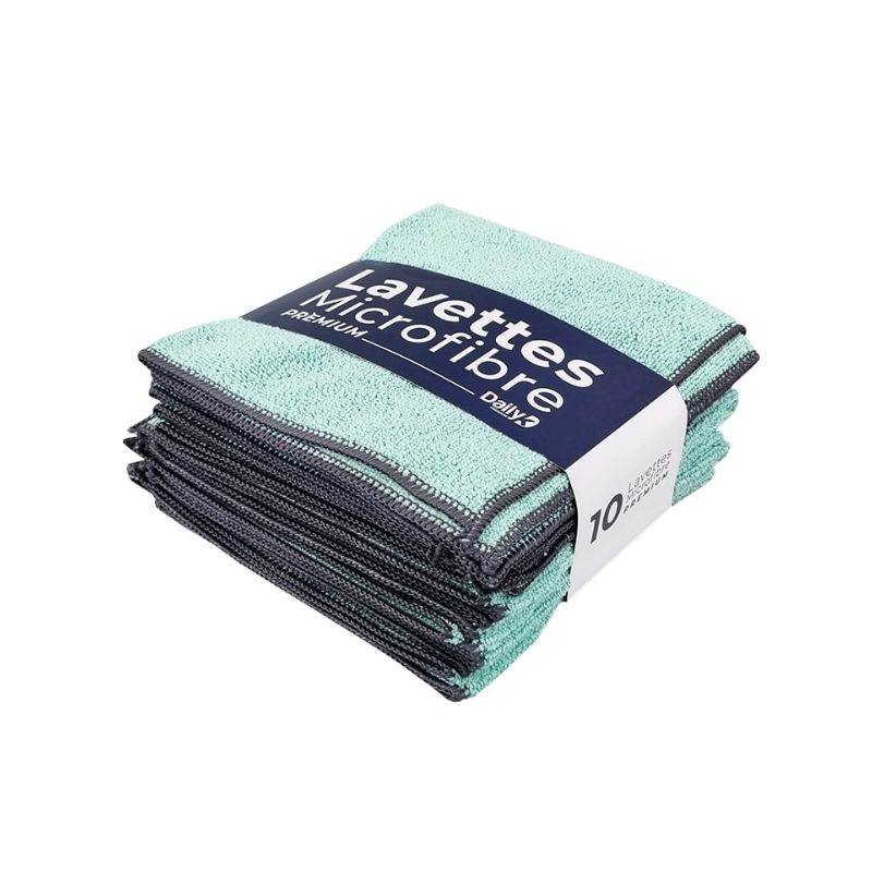 DK Multi - Lavette microfibre multi-usage vert - 38 X 38cm - Sachet de 10
