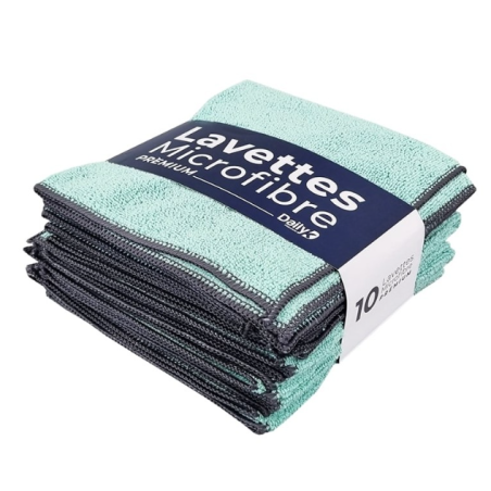 DK Multi - Lavette microfibre multi-usage vert - 38 X 38cm - Sachet de 10