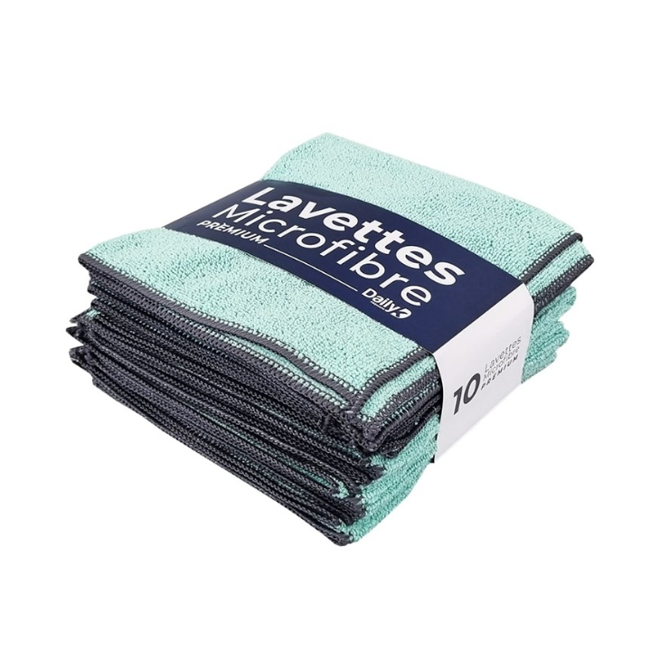 DK Multi - Lavette microfibre multi-usage vert - 38 X 38cm - Sachet de 10