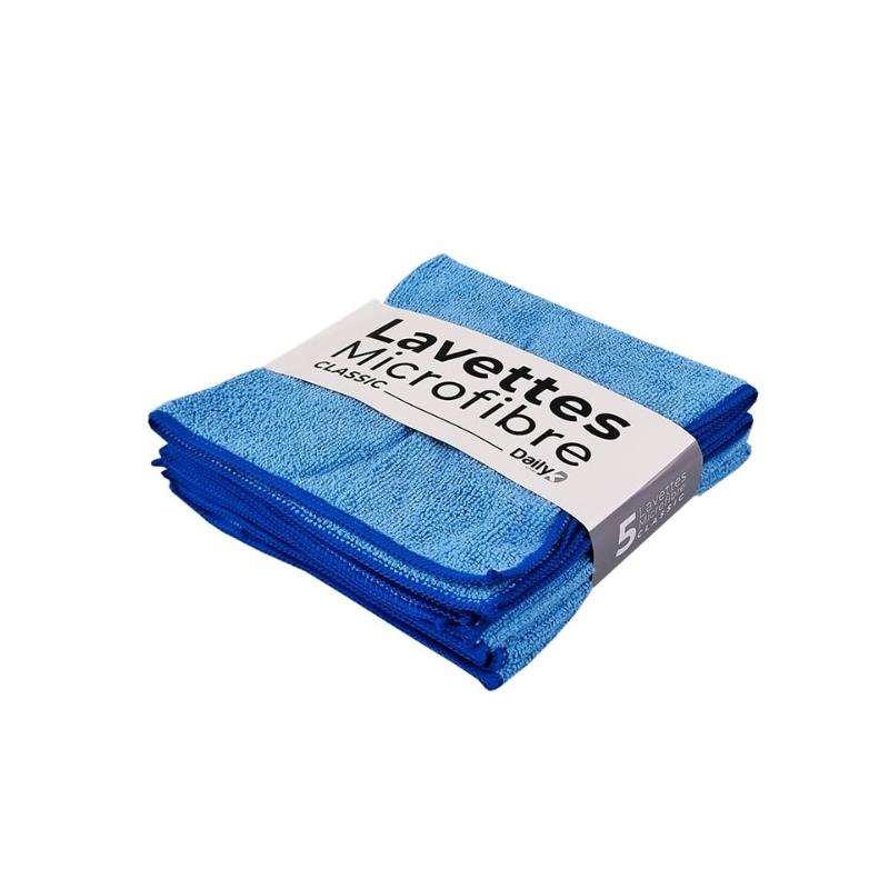 Lavette microfibre multi-usage bleu - 38 X 38cm - Sachet de 5