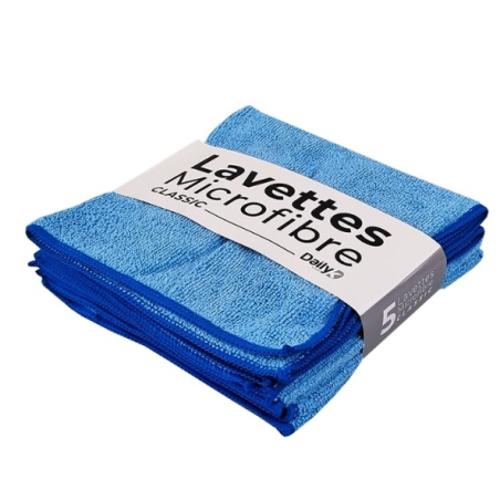 Lavette microfibre multi-usage bleu - 38 X 38cm - Sachet de 5