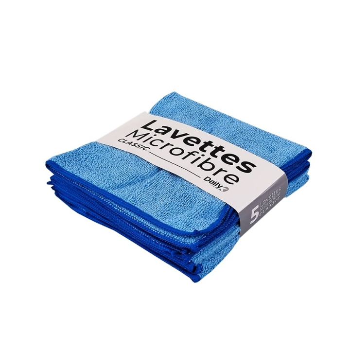 Lavette microfibre multi-usage bleu - 38 X 38cm - Sachet de 5