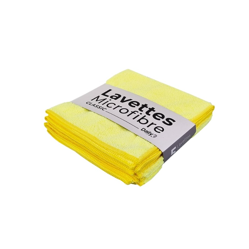 Lavette microfibre multi-usage jaune - 38 X 38cm - Sachet de 5