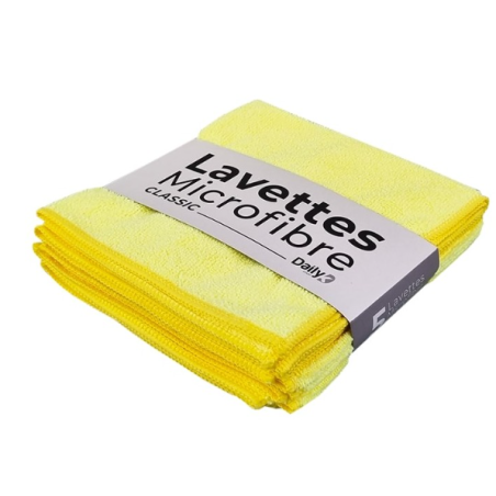 Lavette microfibre multi-usage jaune - 38 X 38cm - Sachet de 5
