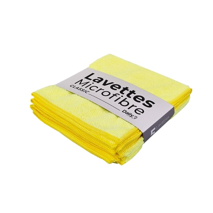 Lavette microfibre multi-usage jaune - 38 X 38cm - Sachet de 5