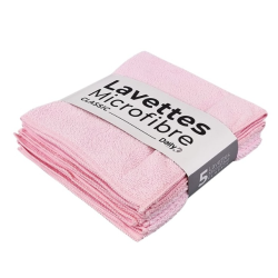 Lavette microfibre multi-usage rose - 38 X 38cm - Sachet de 5