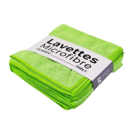 Lavette microfibre multi-usage vert - 38 X 38cm - Sachet de 5