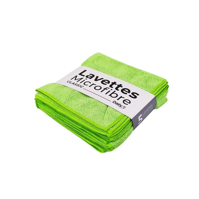 Lavette microfibre multi-usage vert - 38 X 38cm - Sachet de 5