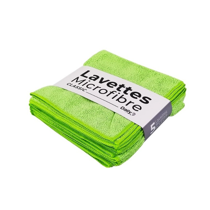 Lavette microfibre multi-usage vert - 38 X 38cm - Sachet de 5