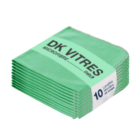 DK Vitres - Lavette microfibre spéciale vitres - 38 X 38cm - Sachet de 10
