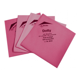 Dotty - Lavette microfibre non tissée rose - 40 X 40cm - Sachet de 5