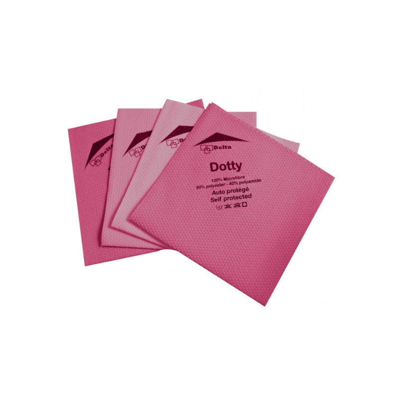Dotty - Lavette microfibre non tissée rose - 40 X 40cm - Sachet de 5