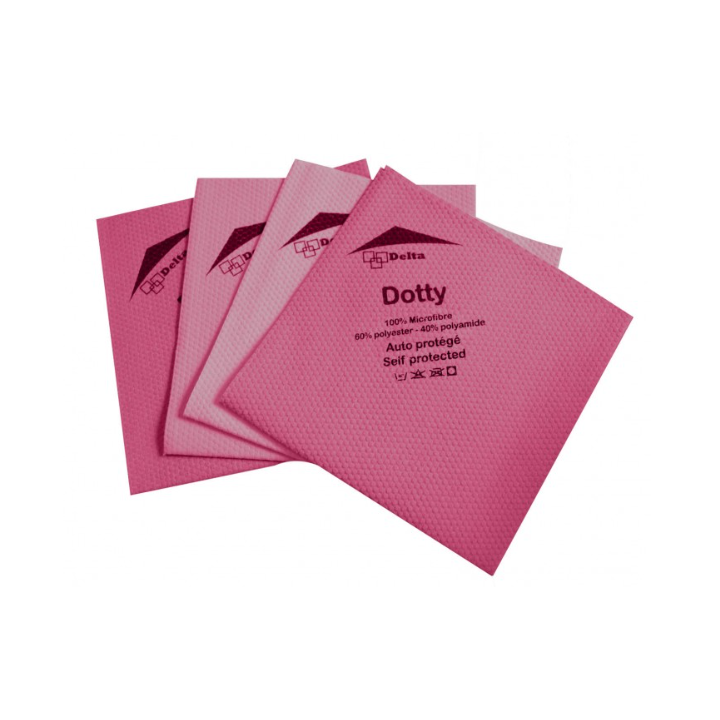 Dotty - Lavette microfibre non tissée rose - 40 X 40cm - Sachet de 5