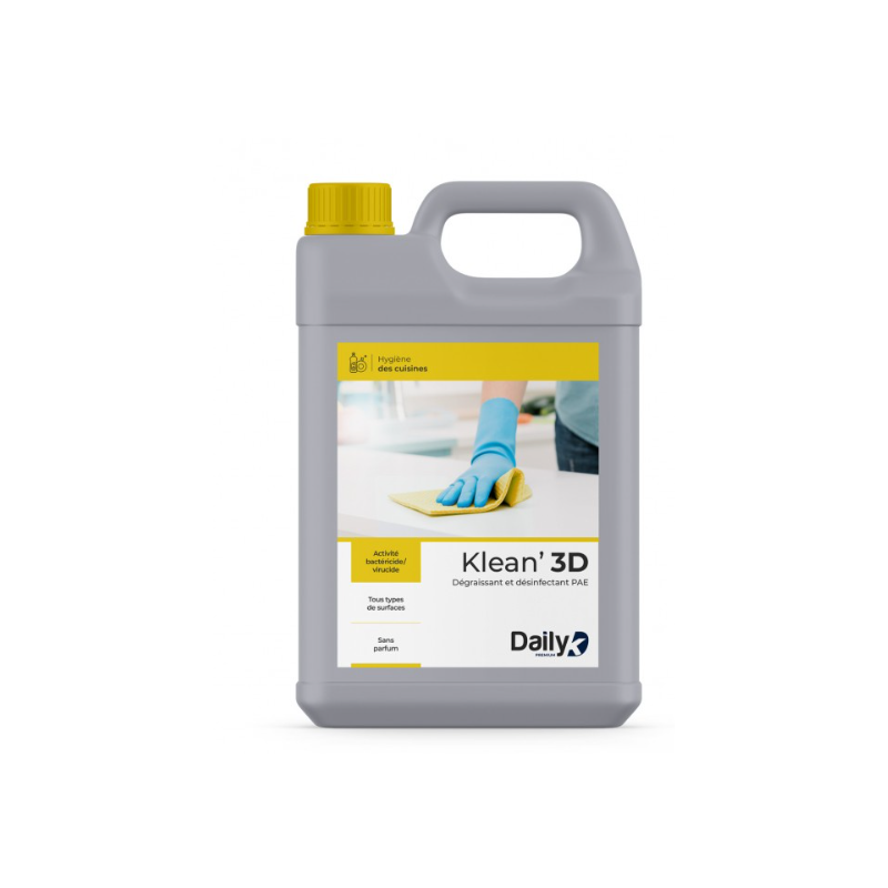 Klean' 3D - Détergent Dégraissant Désinfectant PAE - Bidon 5L