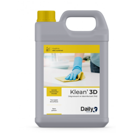Klean' 3D - Détergent Dégraissant Désinfectant PAE - Bidon 5L