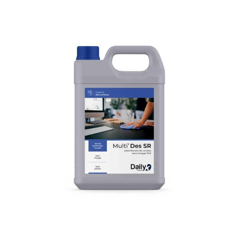 Multi'Des SR - Désinfectant de surfaces sans rinçage PAE - Bidon 5L