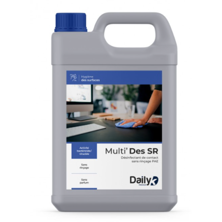 Multi'Des SR - Désinfectant de surfaces sans rinçage PAE - Bidon 5L