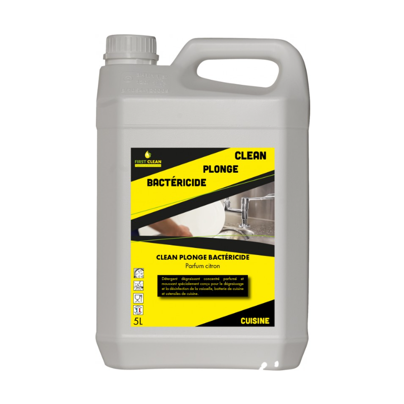 Plonge bactéricide  - Liquide vaisselle désinfectant - Bidon 5L