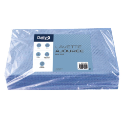Lavette non tissée bleue - Ajourée - 35 X 50cm - Sachet de 25