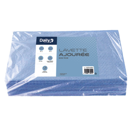 Lavette non tissée bleue - Ajourée - 35 X 50cm - Sachet de 25