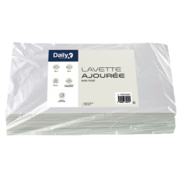 Lavette non tissée blanche - Ajourée - 35 X 50cm - Sachet de 25