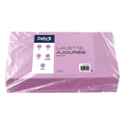Lavette non tissée rose - Ajourée - 35 X 50cm - Sachet de 25