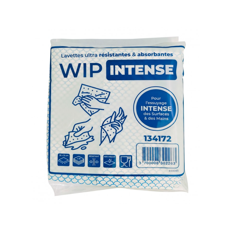Wip Intense - Lavette non  tissée - 35 X 35cm - Sachet de 35