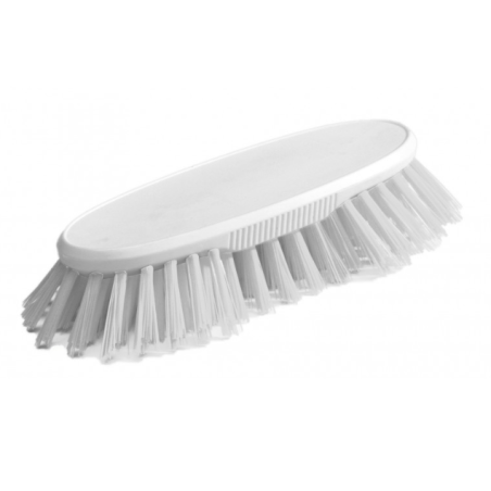 Brosse à main blanche - Polyester mi-dur - Monture PP 19cm - Gamme alimentaire
