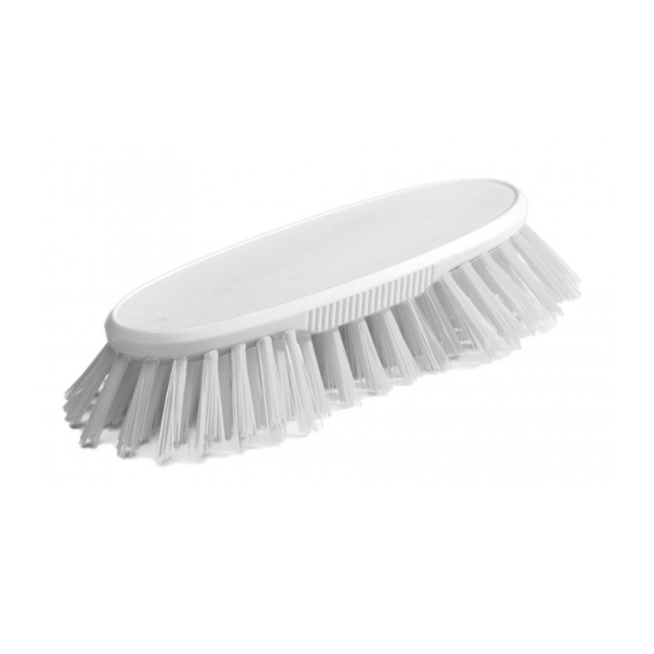 Brosse à main blanche - Polyester mi-dur - Monture PP 19cm - Gamme alimentaire