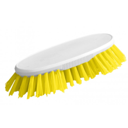 Brosse à main jaune - Polyester mi-dur - Monture PP 19cm - Gamme alimentaire