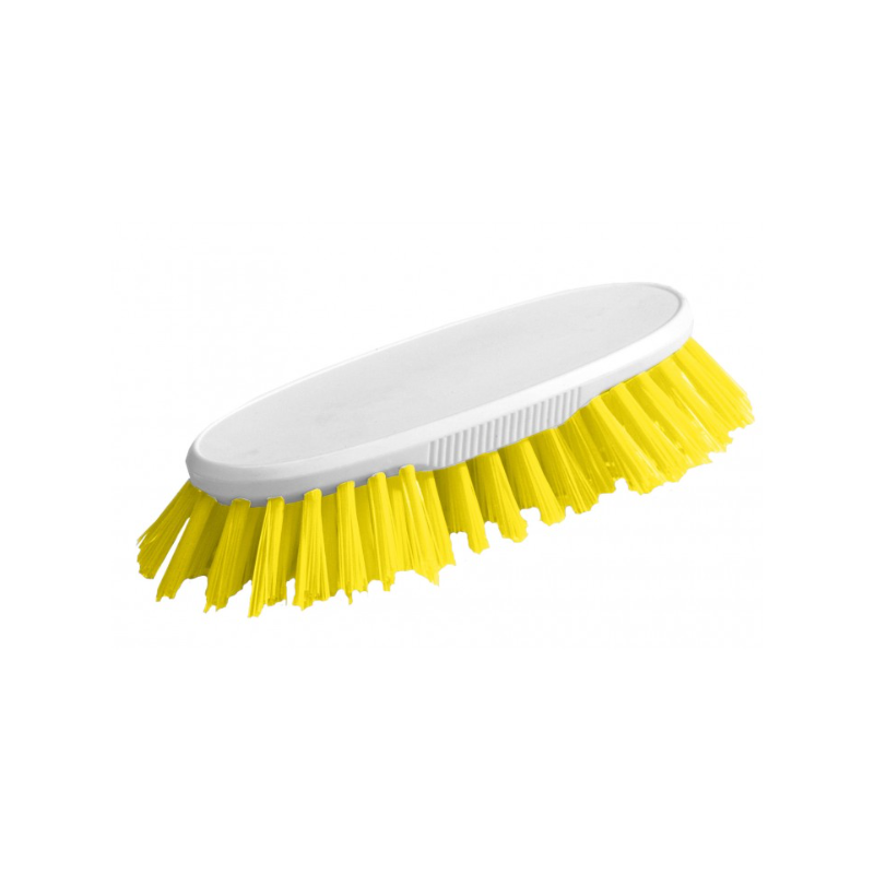 Brosse à main jaune - Polyester mi-dur - Monture PP 19cm - Gamme alimentaire