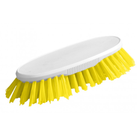 Brosse à main jaune - Polyester mi-dur - Monture PP 19cm - Gamme alimentaire