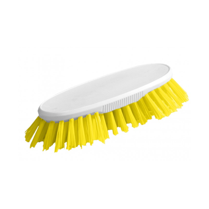 Brosse à main jaune - Polyester mi-dur - Monture PP 19cm - Gamme alimentaire