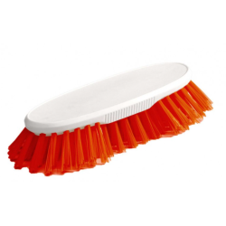 Brosse à main rouge - Polyester mi-dur - Monture PP 19cm - Gamme alimentaire