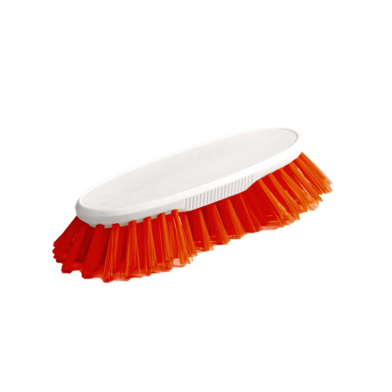 Brosse à main rouge - Polyester mi-dur - Monture PP 19cm - Gamme alimentaire