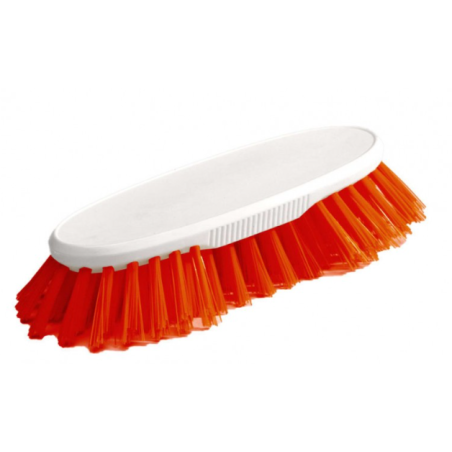 Brosse à main rouge - Polyester mi-dur - Monture PP 19cm - Gamme alimentaire