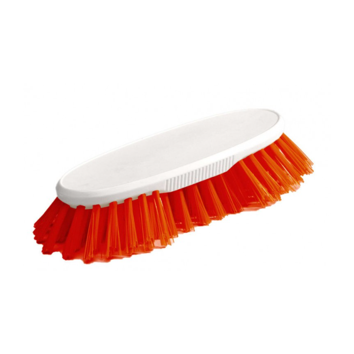 Brosse à main rouge - Polyester mi-dur - Monture PP 19cm - Gamme alimentaire